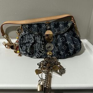 Louis Vuitton Limited Edition Blue Denim Monogram Denim Mini Pleaty Raye Customi